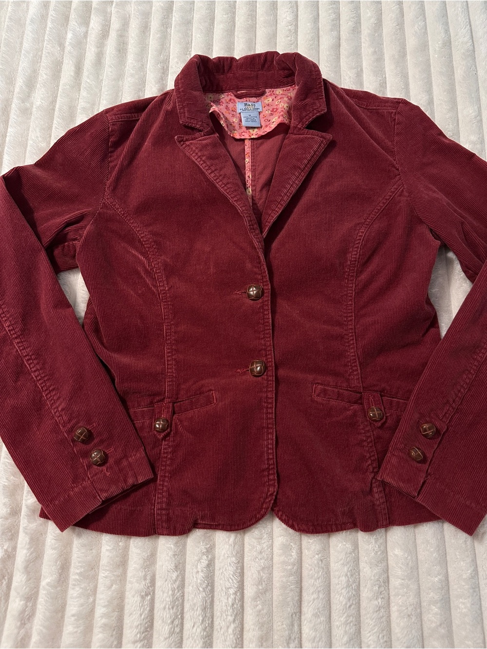 VINTAGE Y2K G.H. Bass Tailored Corduroy Blazer Jacket in Burgundy - Picture 3 of 9